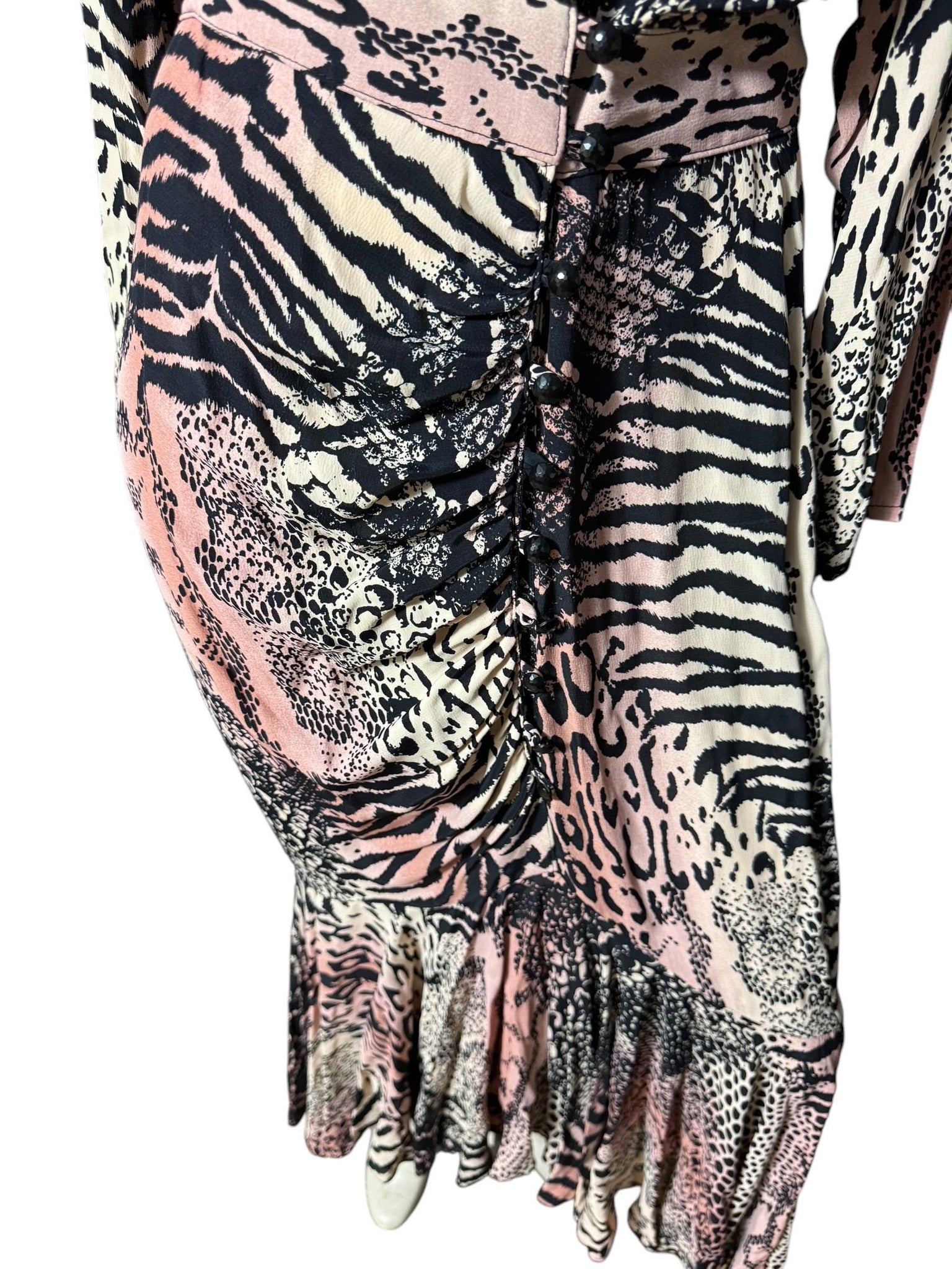 Vintage 80's rayon animal print dress 10 Barbara Barbara