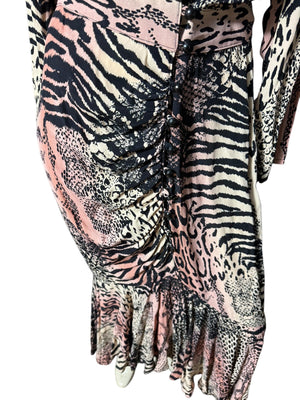 Vintage 80's rayon animal print dress 10 Barbara Barbara