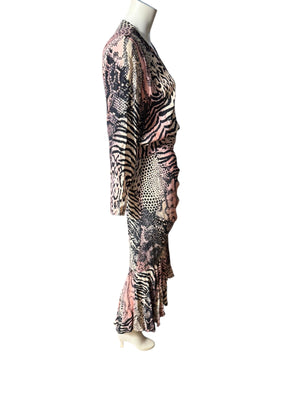 Vintage 80's rayon animal print dress 10 Barbara Barbara