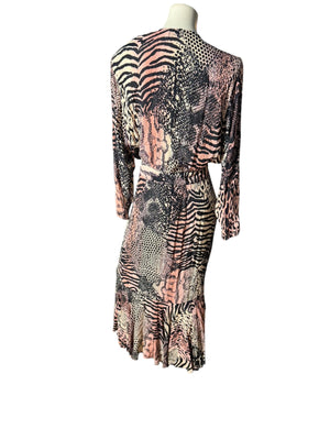 Vintage 80's rayon animal print dress 10 Barbara Barbara