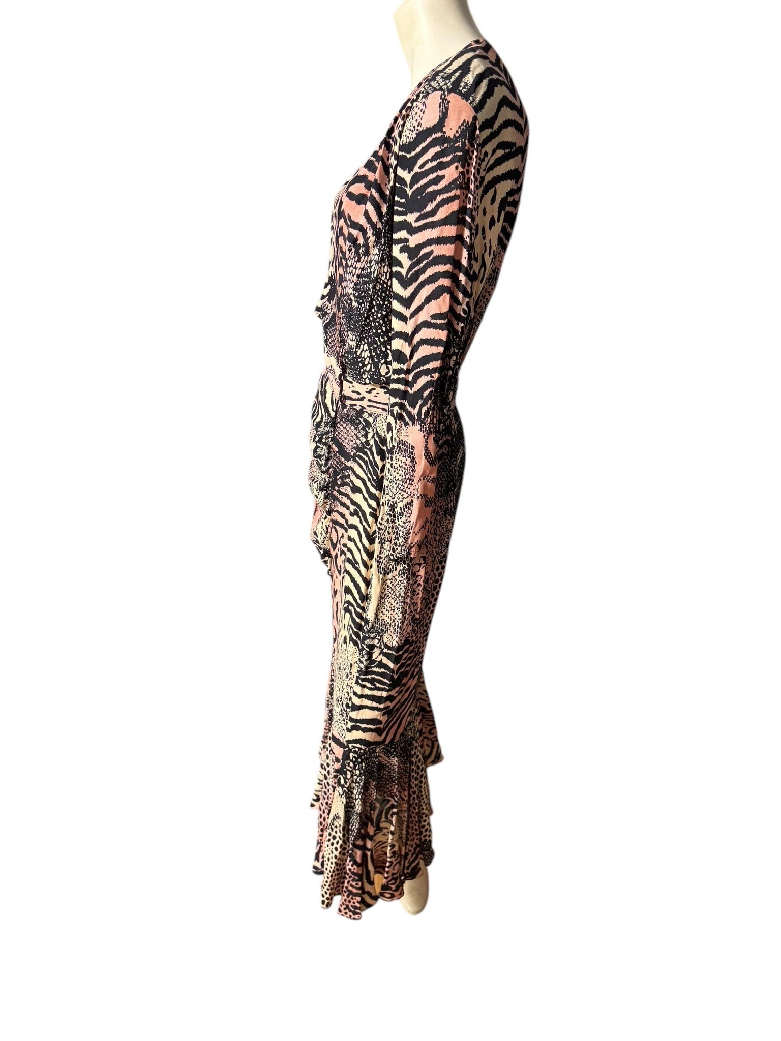 Vintage 80's rayon animal print dress 10 Barbara Barbara