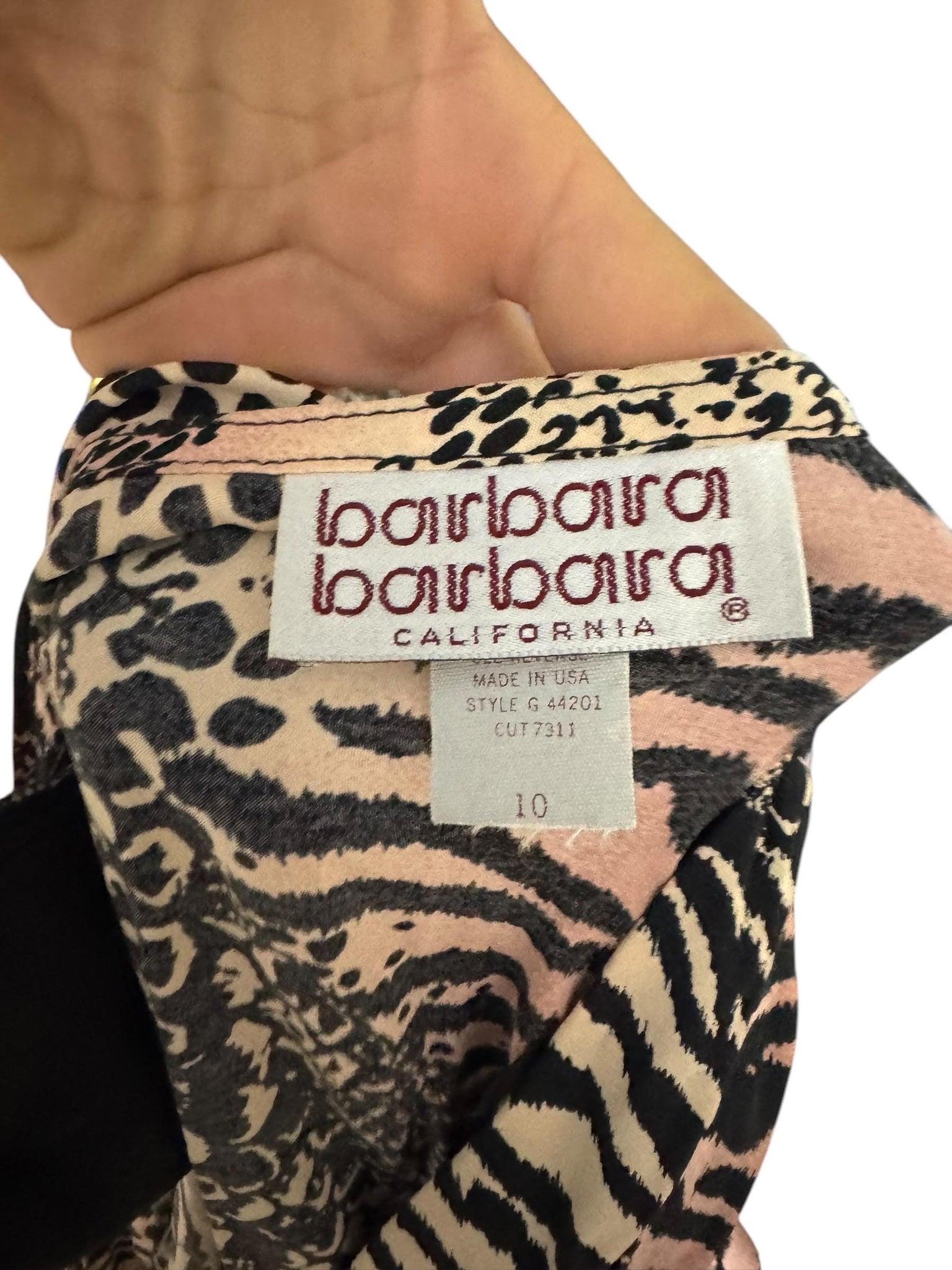 Vintage 80's rayon animal print dress 10 Barbara Barbara