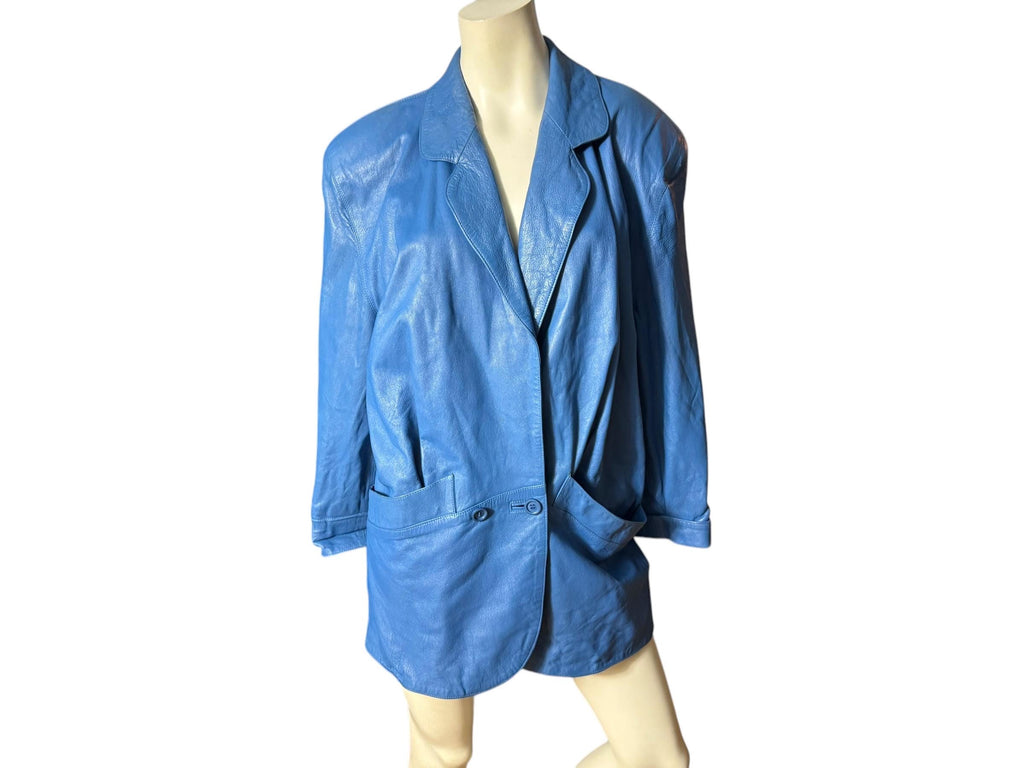 Vintage bue 80's leather jacket 34 M