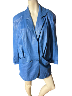 Vintage bue 80's leather jacket 34 M
