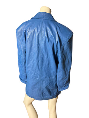 Vintage bue 80's leather jacket 34 M