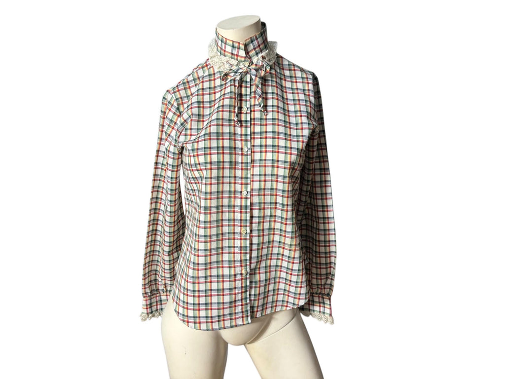 Vintage 70's plaid prairie shirt S M Stuart Lang