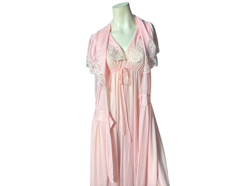 Vintage Lily of France pink Peignoir Nightgown Set S