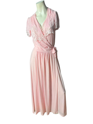 Vintage Lily of France pink Peignoir Nightgown Set S