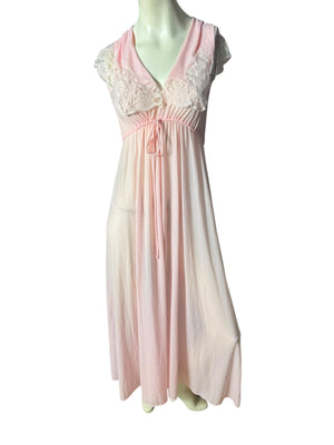 Vintage Lily of France pink Peignoir Nightgown Set S