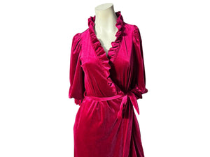 Vintage maroon velour robe S Miss Elaine