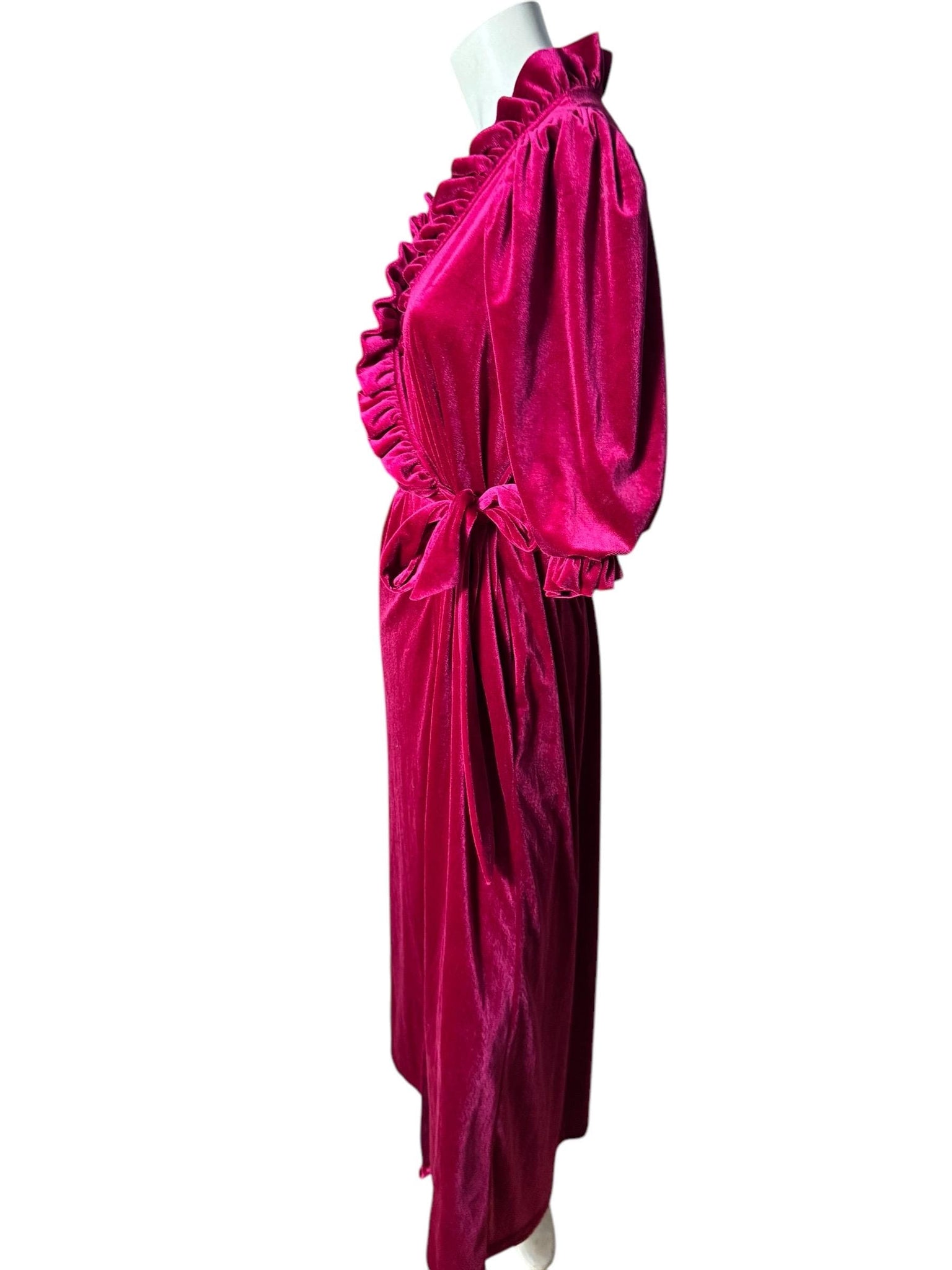 Vintage maroon velour robe S Miss Elaine