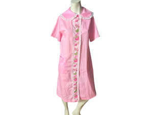 Vintage 60's cotton pink robe house dress L