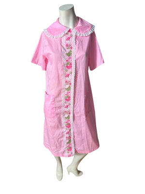 Vintage 60's cotton pink robe house dress L