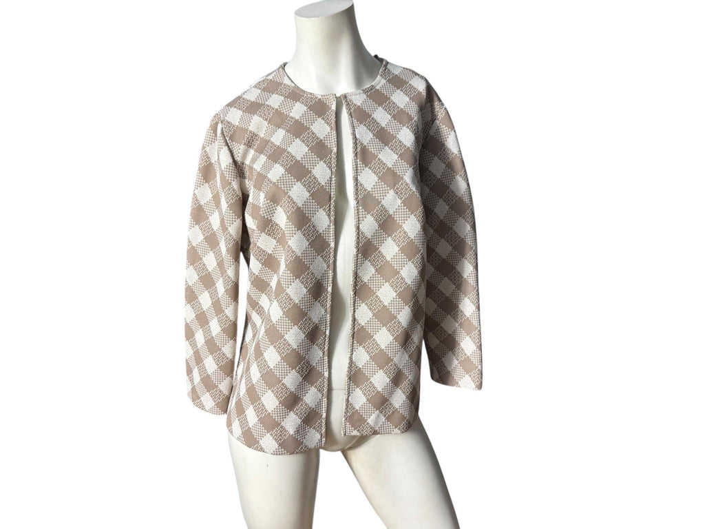 Vintag 70’s tan check short jacket L Alltogether