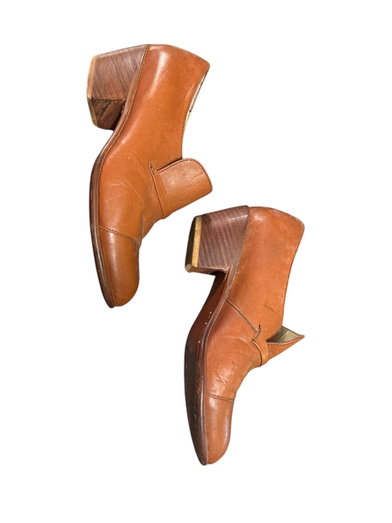 Vintage 70's men's brown heel loafer shoes 6