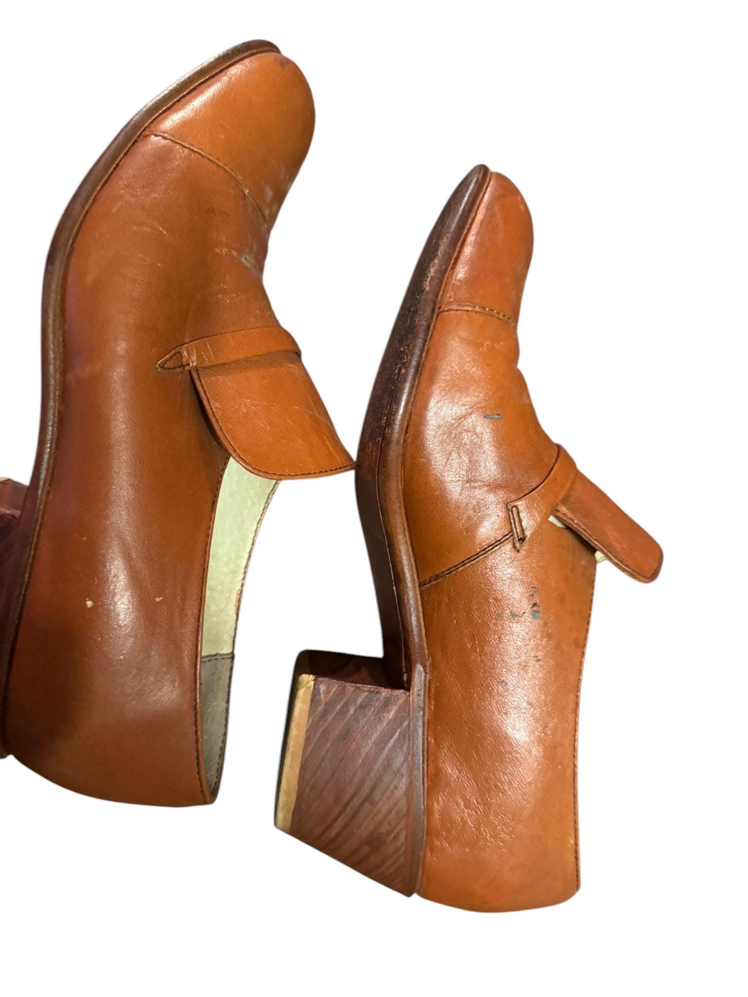 Vintage 70's men's brown heel loafer shoes 6