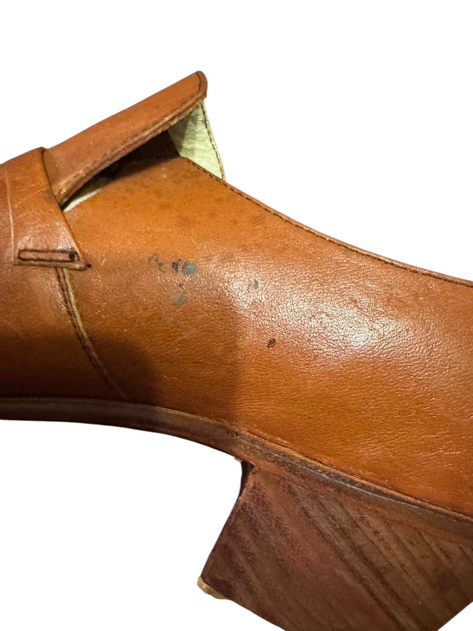 Vintage 70's men's brown heel loafer shoes 6