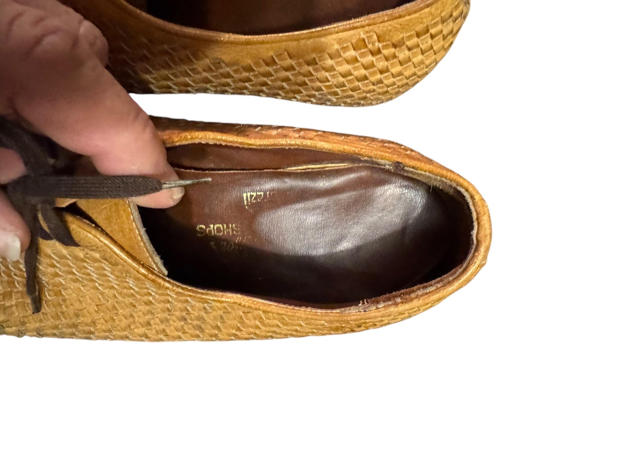 Vintage men's brown woven loafer shoes M- 7 W- 8.5