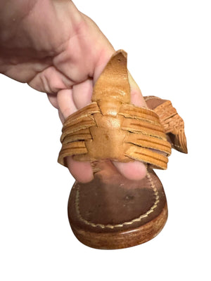 Vintage leather stamped Huarache sandals 4.5 W-- 6