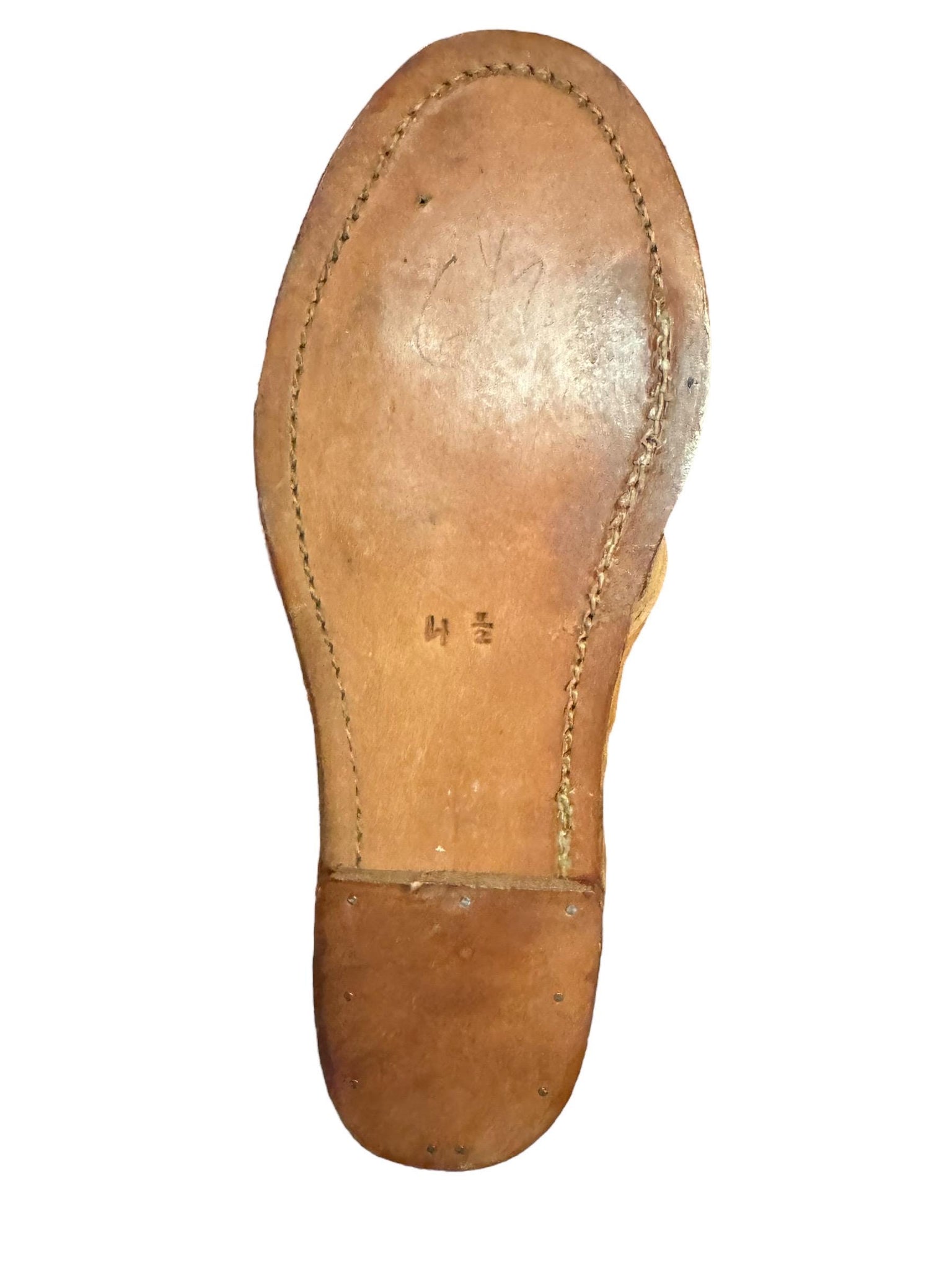 Vintage leather stamped Huarache sandals 4.5 W-- 6