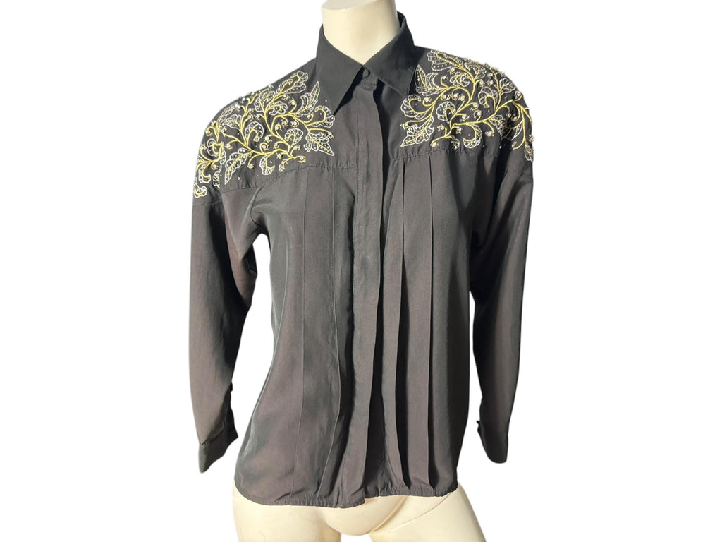 vintage 80's black bead blouse 6 Jarrod's