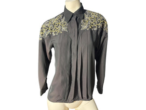 vintage 80's black bead blouse 6 Jarrod's