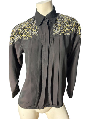vintage 80's black bead blouse 6 Jarrod's