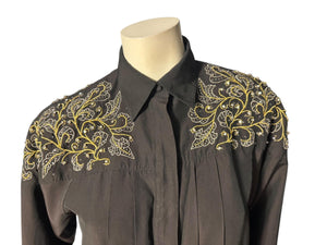 vintage 80's black bead blouse 6 Jarrod's
