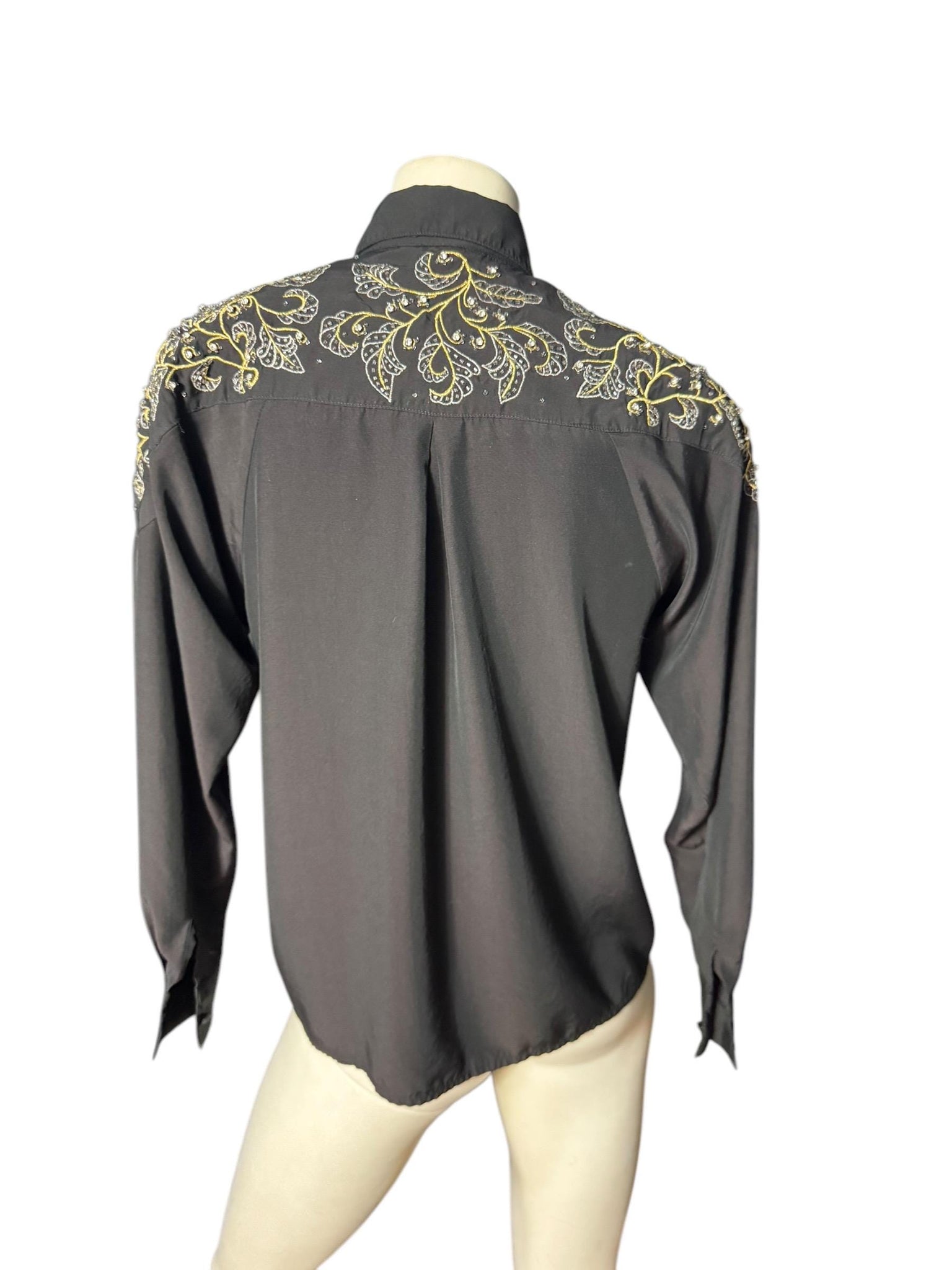 vintage 80's black bead blouse 6 Jarrod's