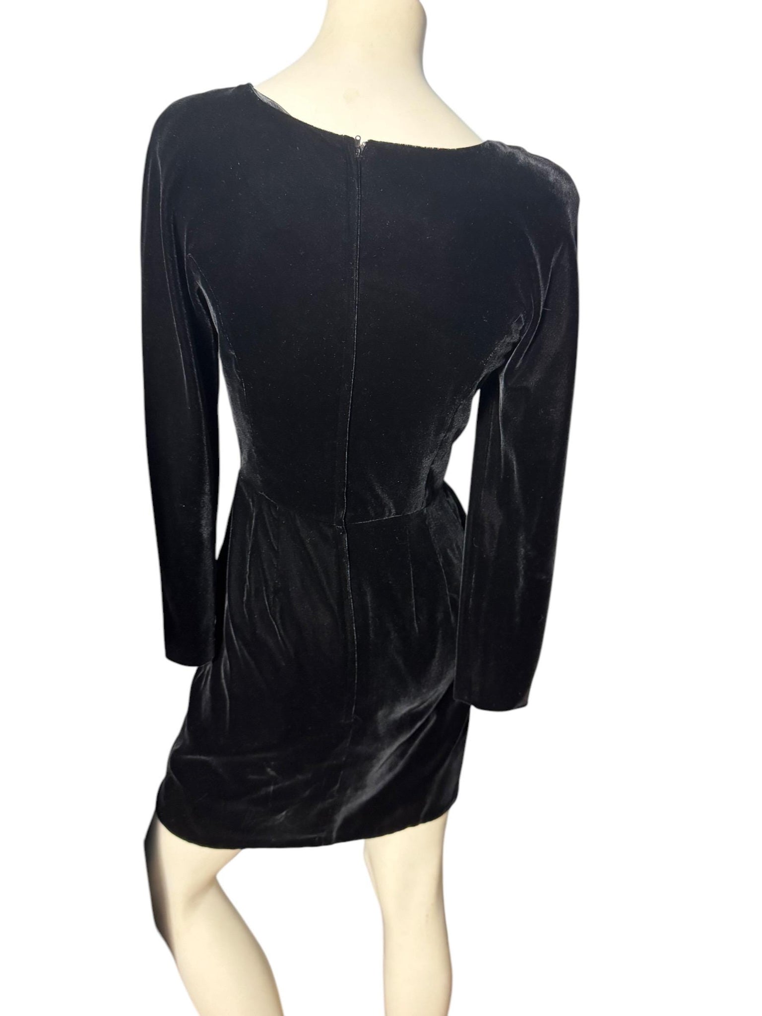Vintage 80's black velvet dress 6 Maggy London