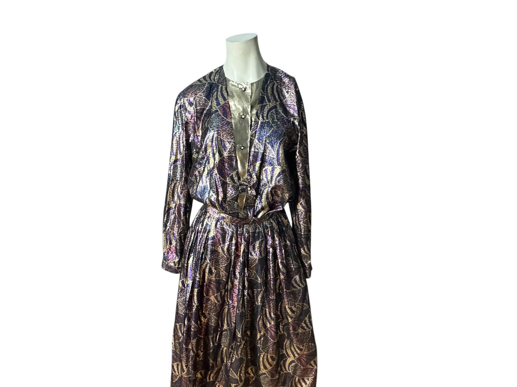 Vintage 80's metallic skirt dress set 8 Tica