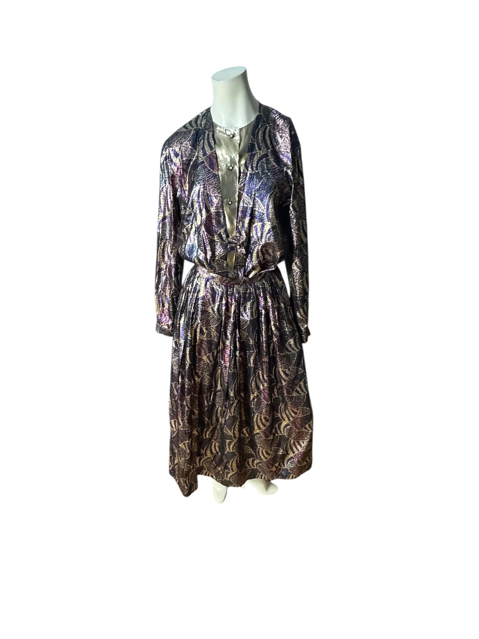 Vintage 80's metallic skirt dress set 8 Tica