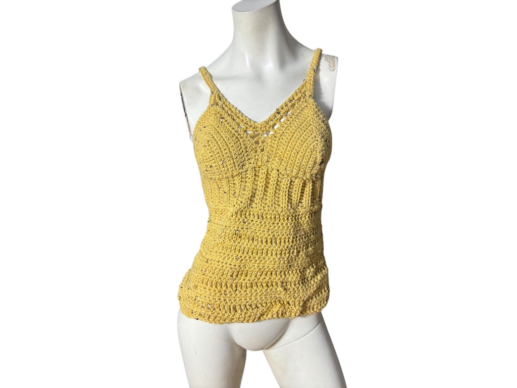 Handmade crochet bustier top yellow M L