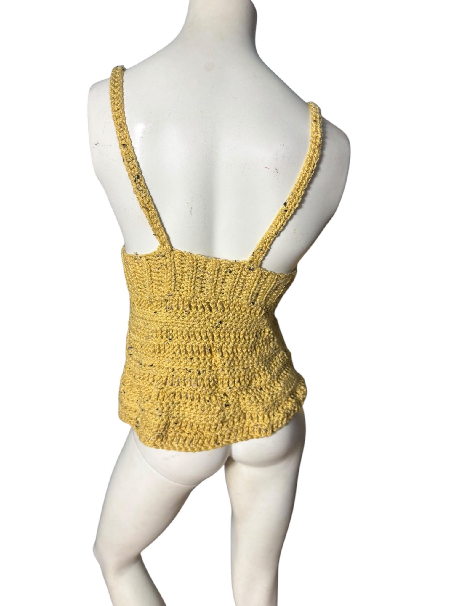 Handmade crochet bustier top yellow M L