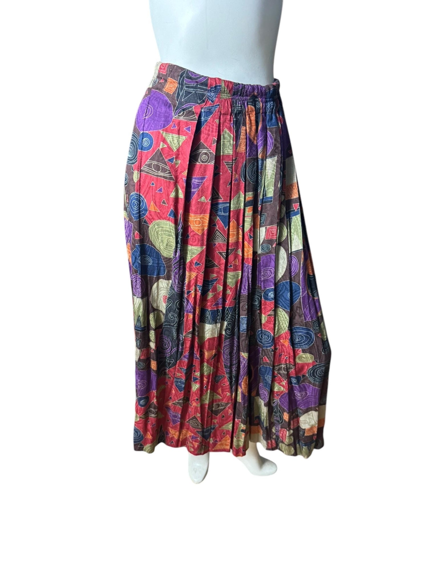 Vintage 80's abstract skirt rayon 8 Takata