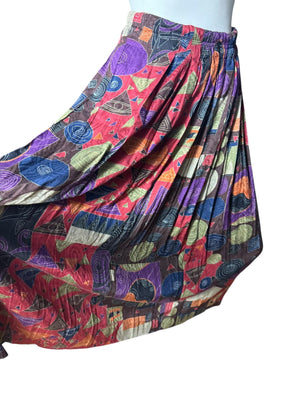 Vintage 80's abstract skirt rayon 8 Takata