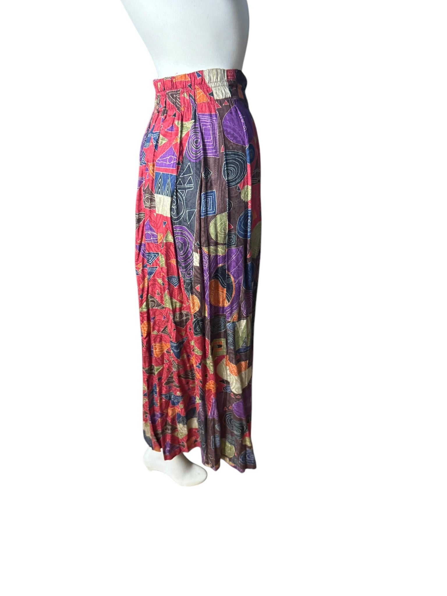 Vintage 80's abstract skirt rayon 8 Takata