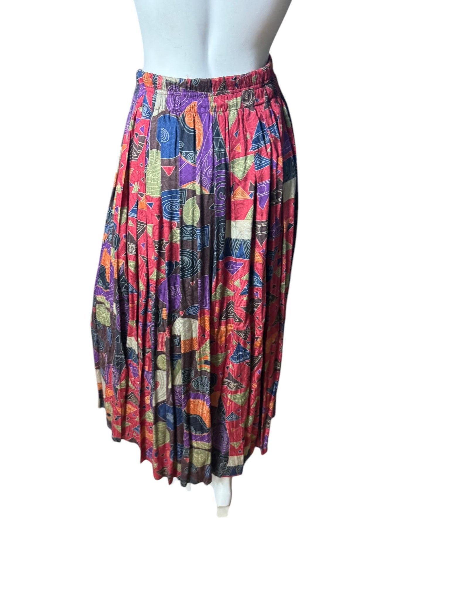 Vintage 80's abstract skirt rayon 8 Takata
