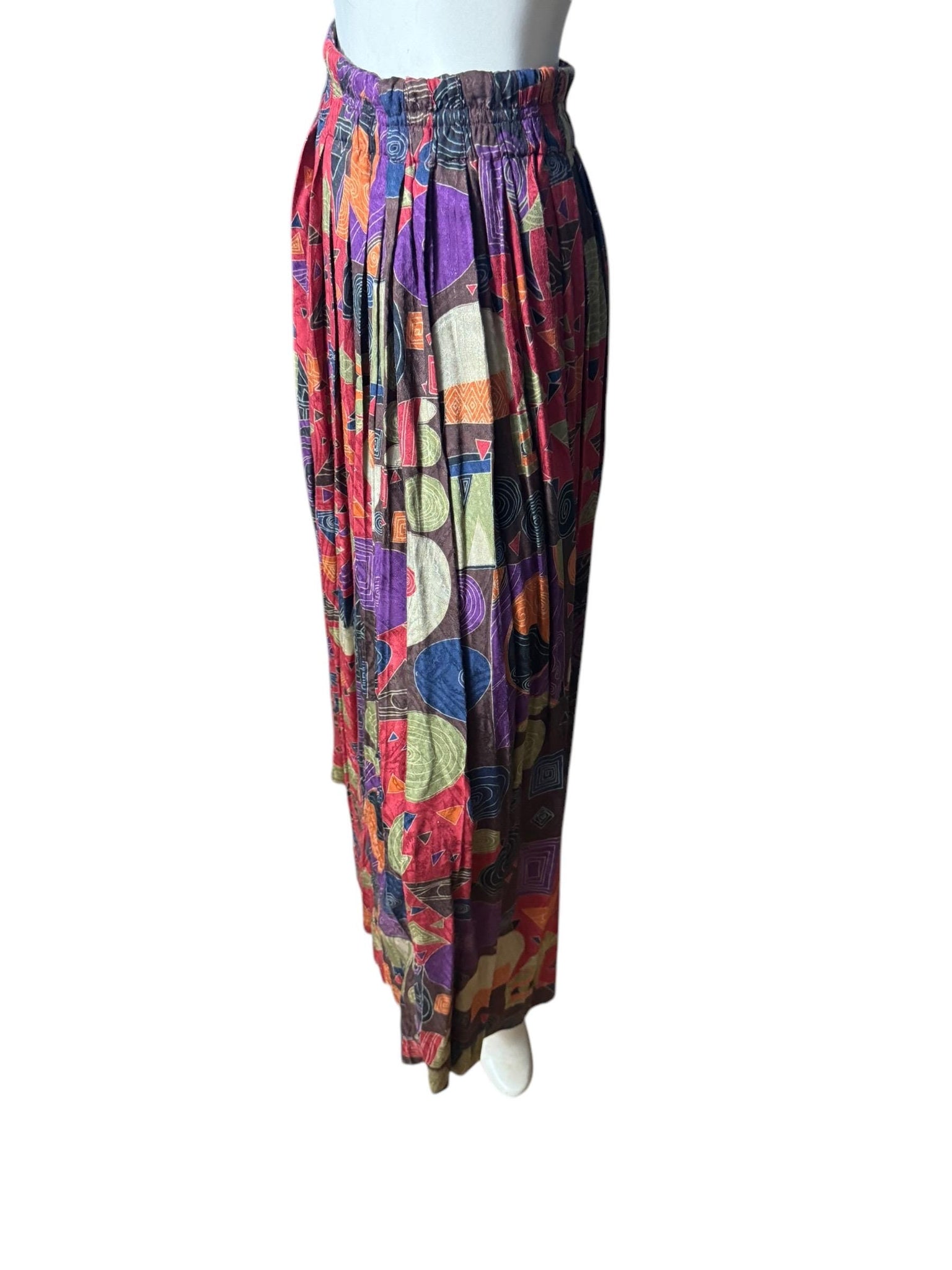 Vintage 80's abstract skirt rayon 8 Takata