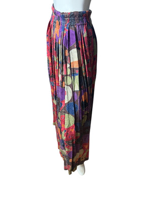 Vintage 80's abstract skirt rayon 8 Takata