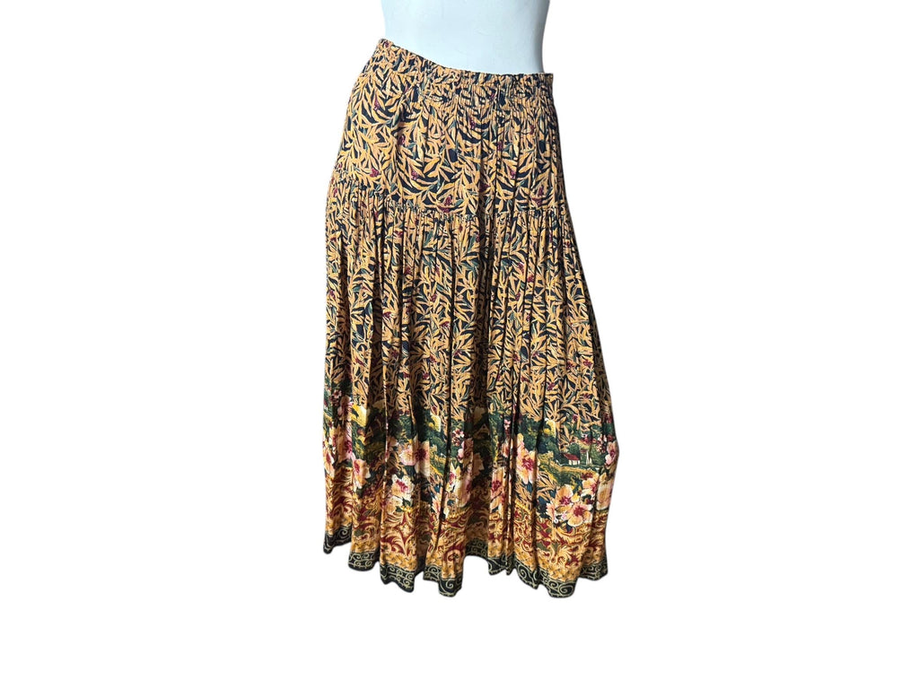 Vintage Carole Little floral skirt rayon 6