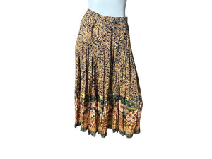 Vintage Carole Little floral skirt rayon 6