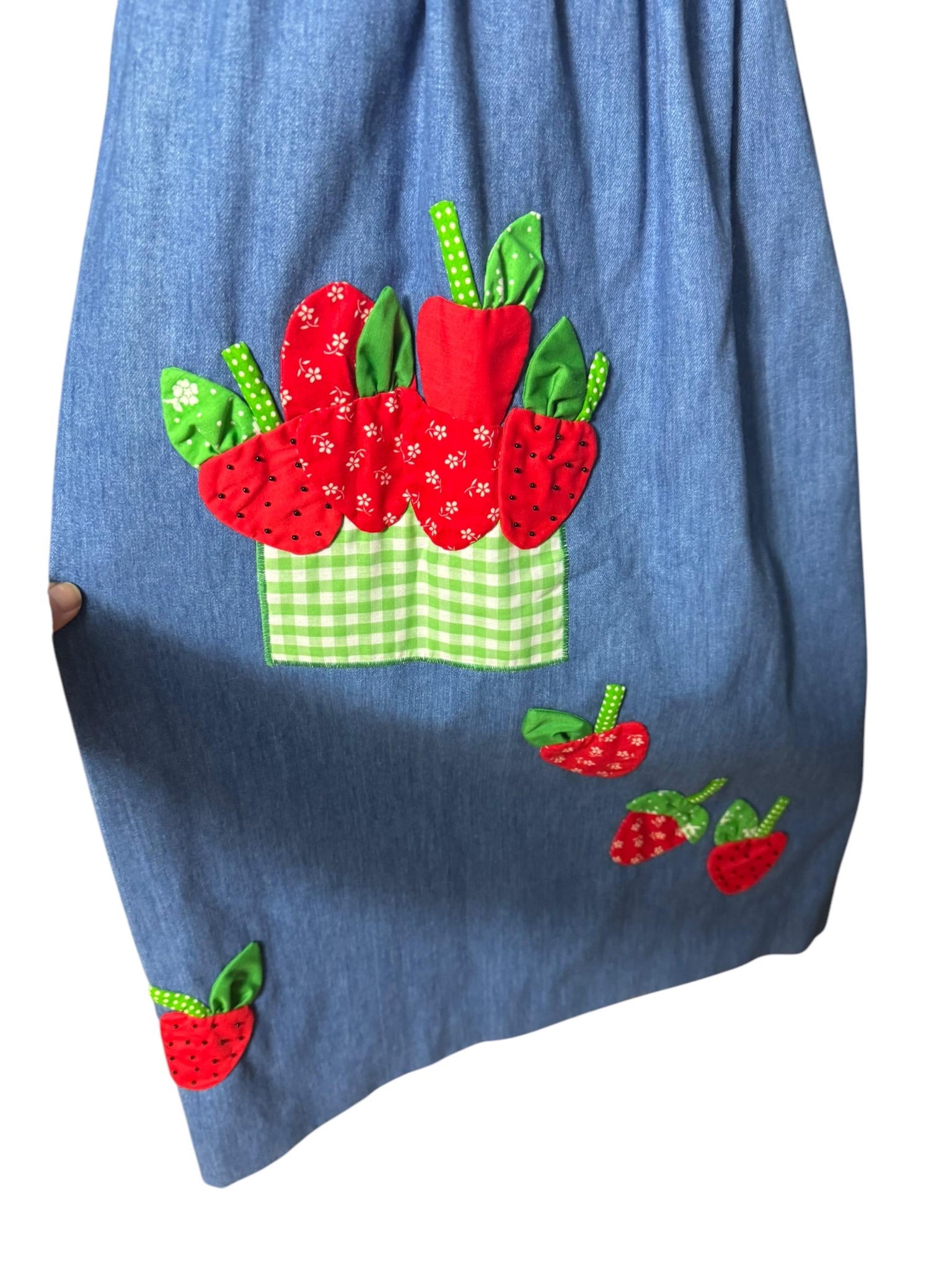 Vintage 70’s blue jean strawberry skirt M Catherine Carr