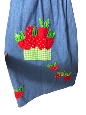Vintage 70’s blue jean strawberry skirt M Catherine Carr