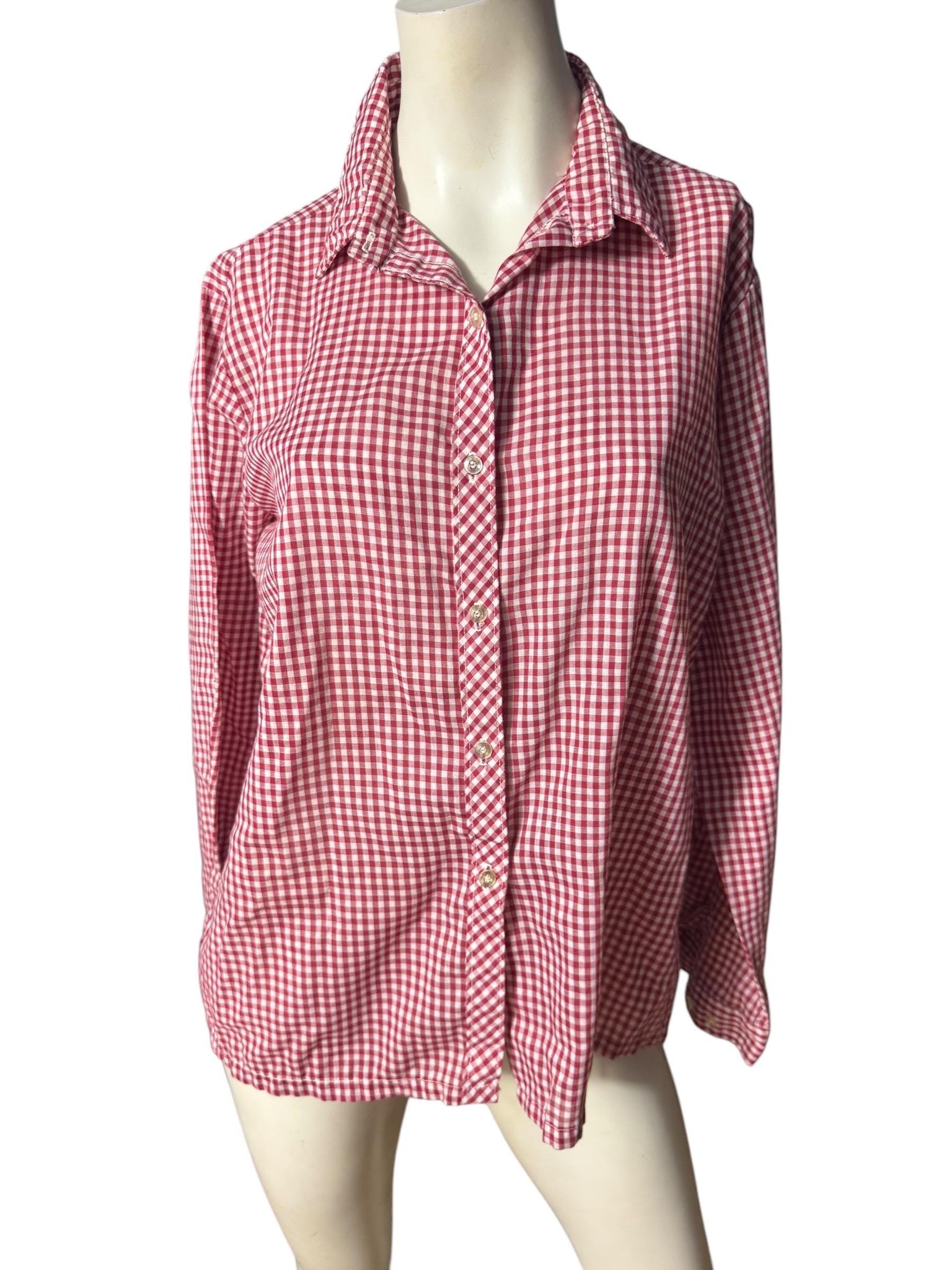 Vintage 70’s womens shirt red check XL Sears