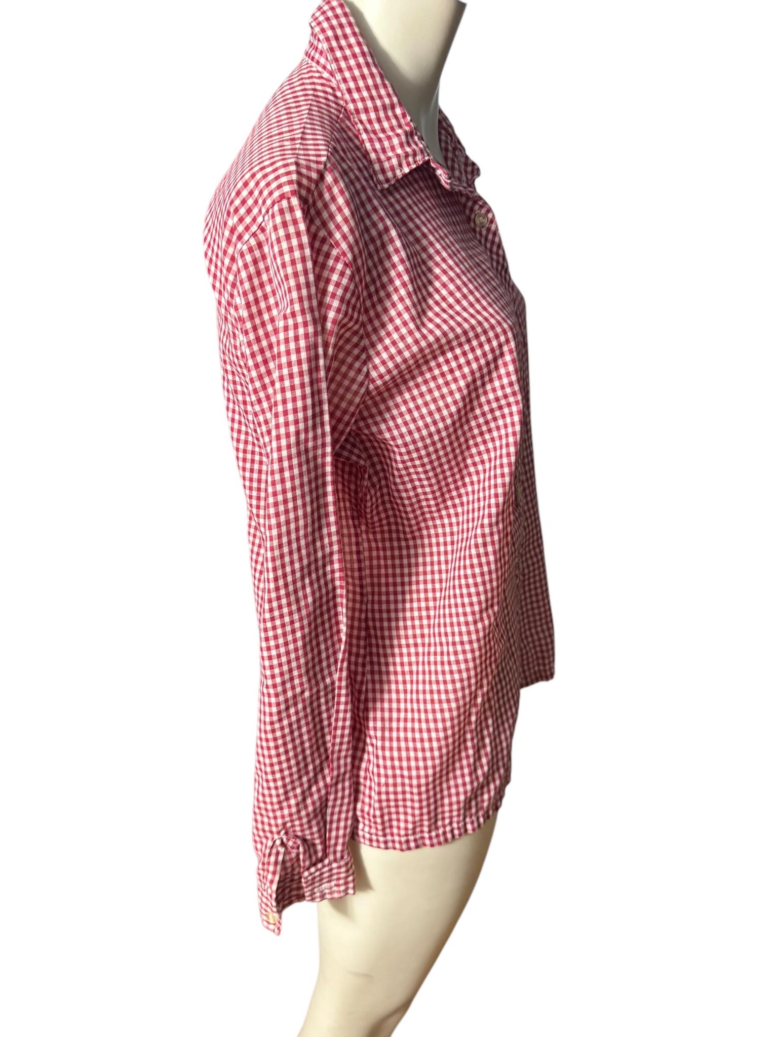 Vintage 70’s womens shirt red check XL Sears