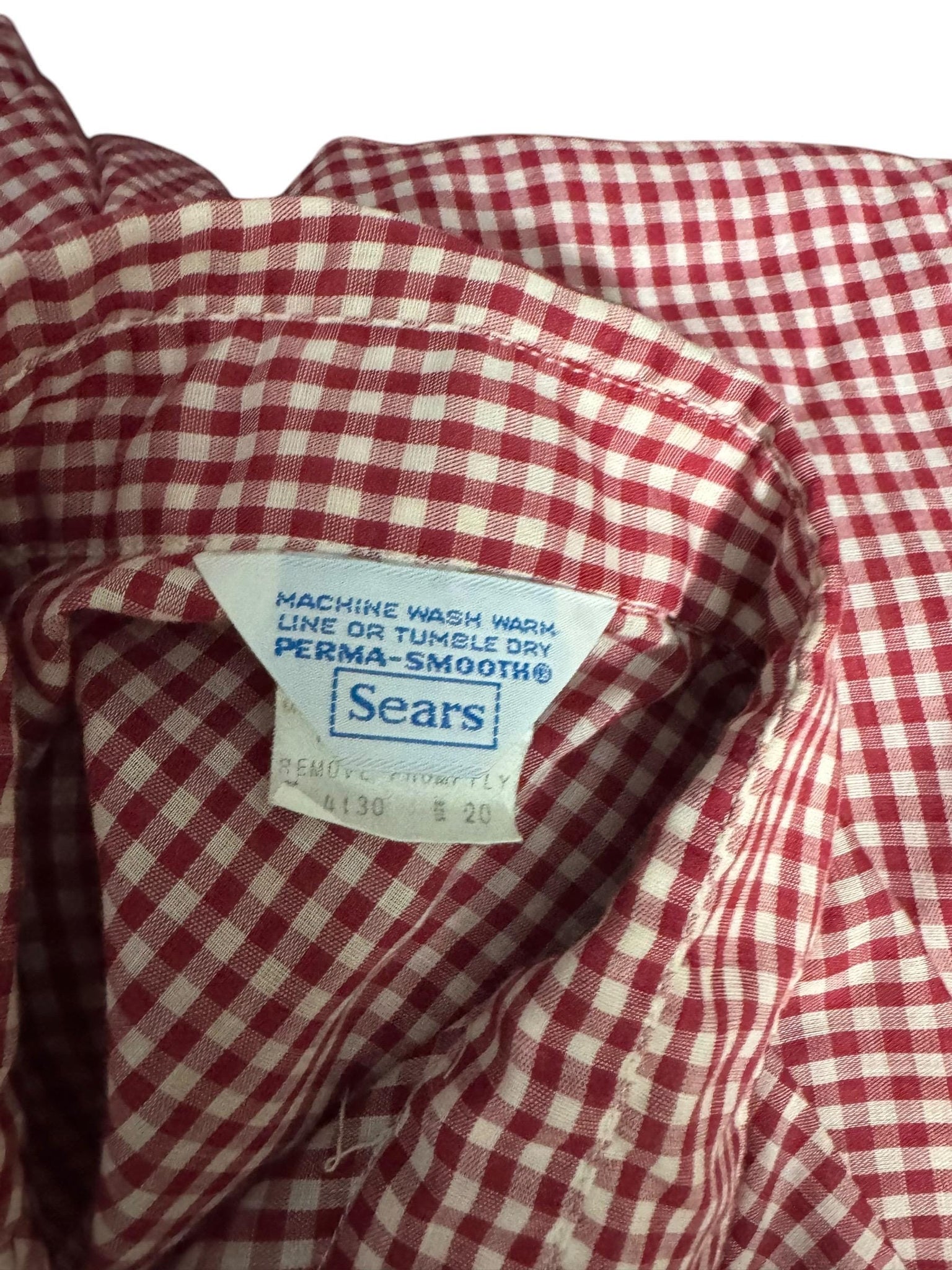 Vintage 70’s womens shirt red check XL Sears