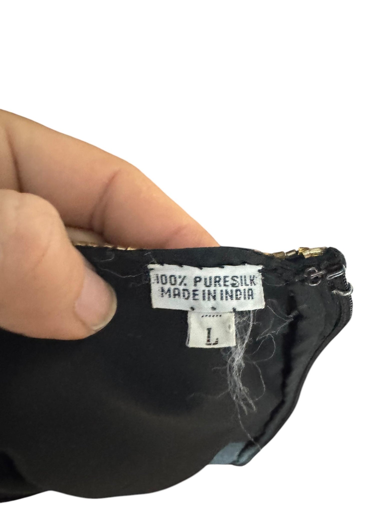 Vintage 80's black & gold bead dress L