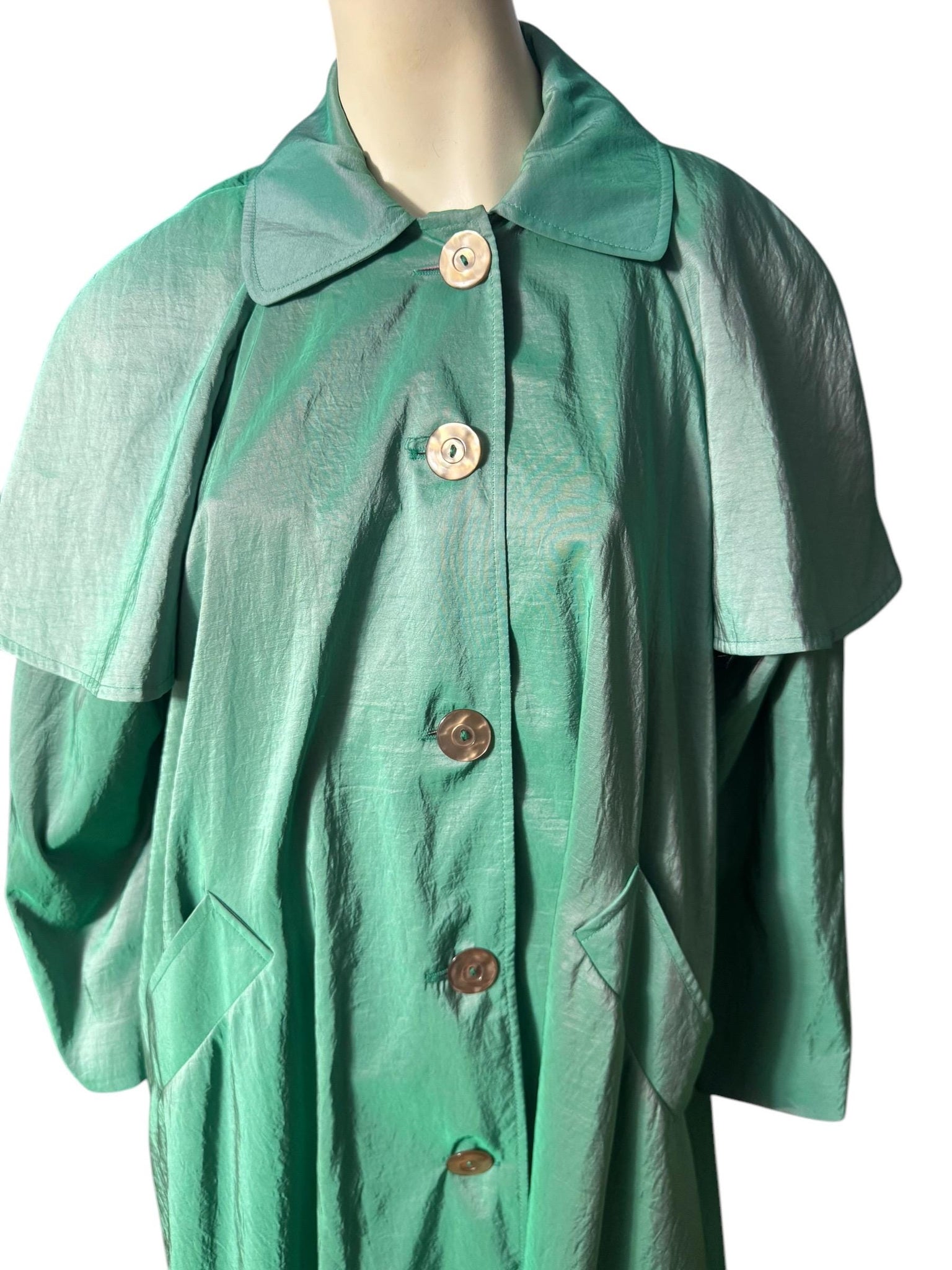 vintage 80's green cape coat jacket 8