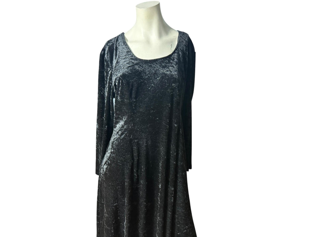Vintage 80's black velour dress L XL